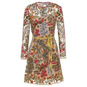 Red valentino floral embroidered dress